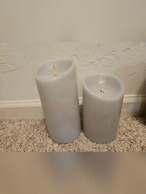 Luminara Candles - Set of 2, Light Gray